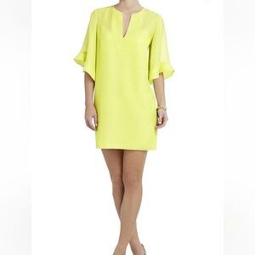 BCBGMaxAzria Gisela Dress Citron Green Fairy Garden Derby Coastal Bold - Size S